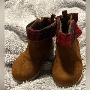 Stepping stones toddler Brown loafer suede plaid Boots EUC 6 sale details below